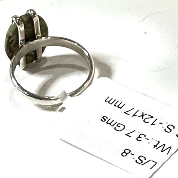 Natural Turkish Rainforest Chrysocolla 925 solid Sterling Silver Ring  size 8 - Picture 3 of 4